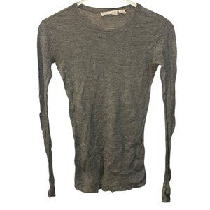 INHABIT silk cotton gray ribbed extra fine long sleeved top shirt S